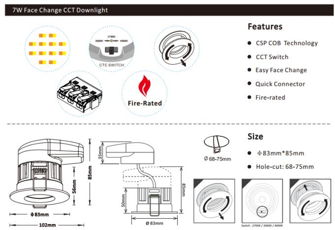 7w führte downlight